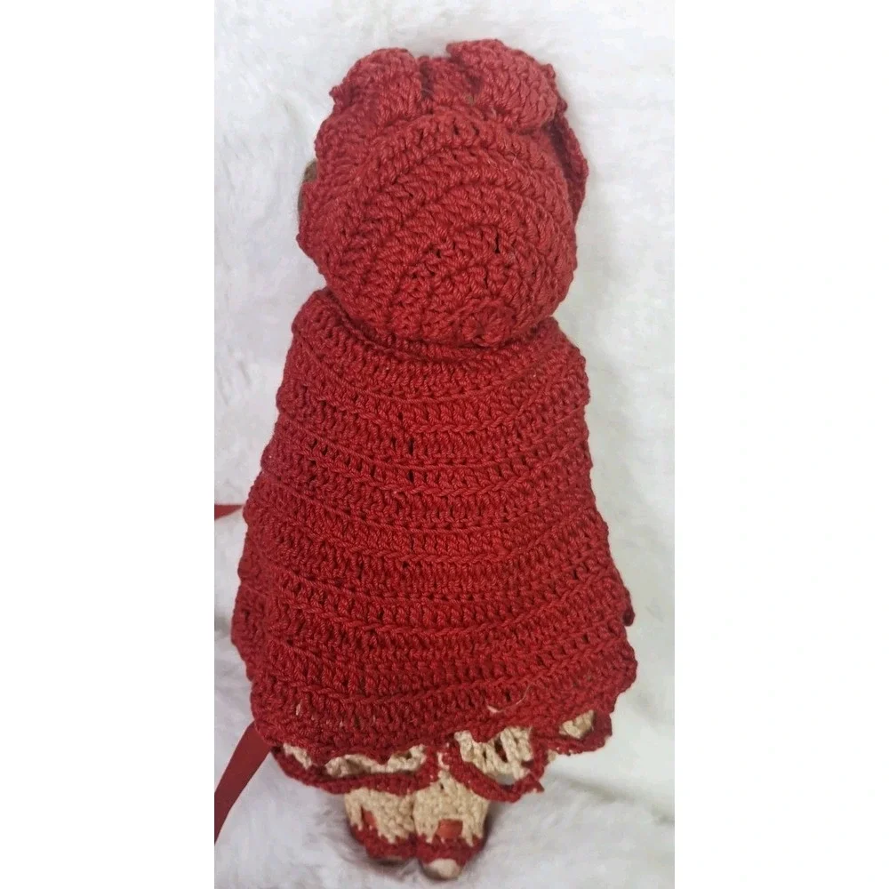 VTG Little Red Riding Hood Doll & Crochet Handmade Crochet Cape Dress Pants RARE